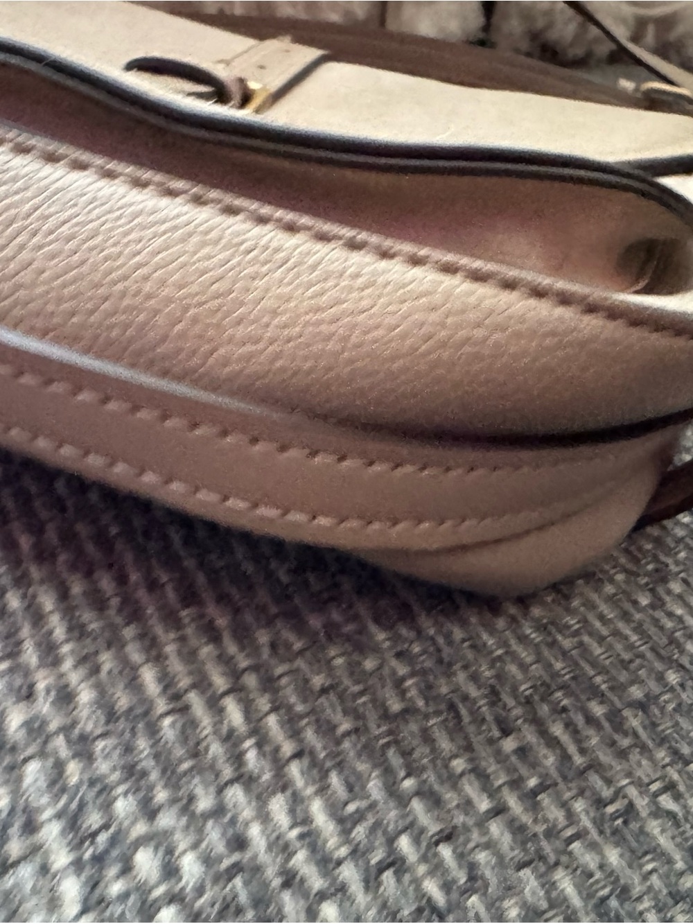 Parfois Taupe Faux Suede & Pebbled Faux Leather Crossbody Saddle Bag - Picture 5 of 9